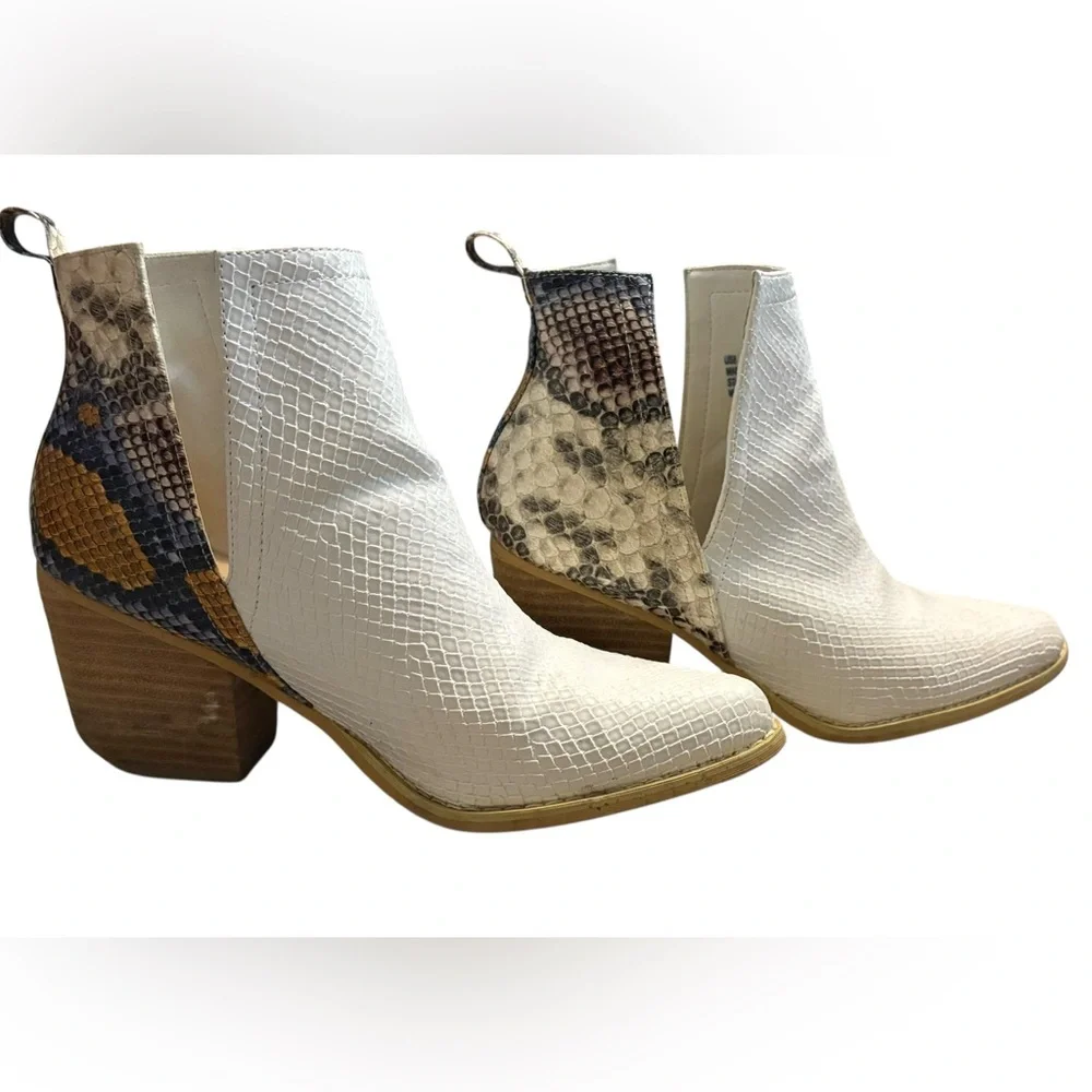 Snakeskin Western Ankle Boots Cowgirl Festival Pointed Toe Booties Size 8 - Picture 5 of 9